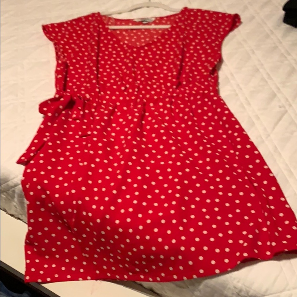 Red and white Polka dotted dress